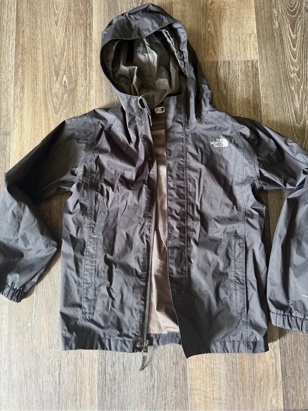 The North Face Kids Black Hooded Raincoat with Logo